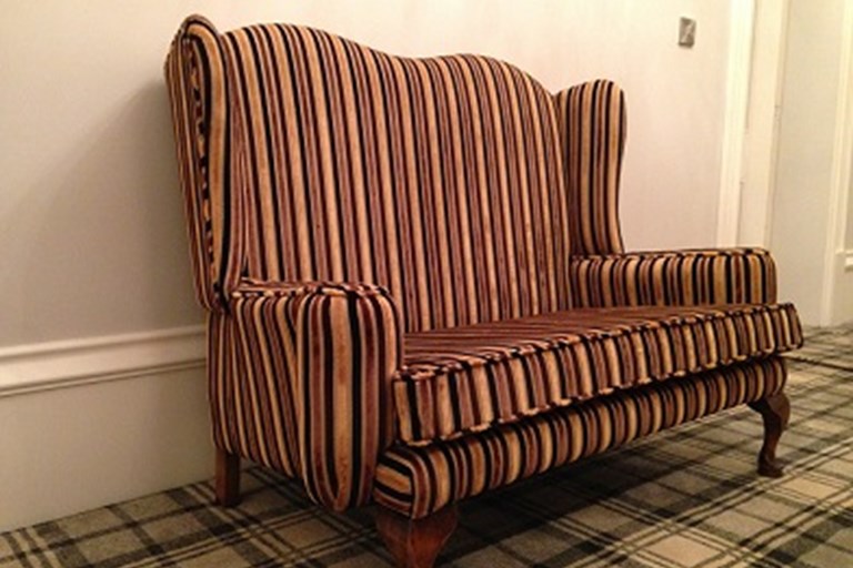 Contemporary fabric on an antique sofa Contemporary fabric on an antique sofa